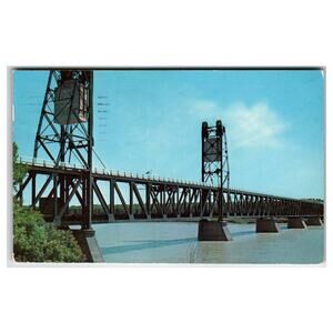 Missouri River Bridge Yankton SD Nebraska 1955 Chrome Postcard